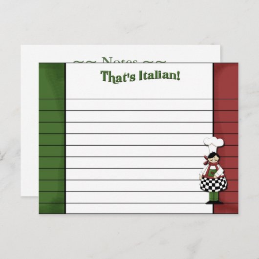 Carte Recette italienne stylée (Devant / Derrière)