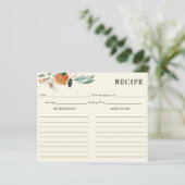 Carte Recette ivoire Orange et Fleurs Blanches (Debout devant)