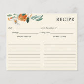 Carte Recette ivoire Orange et Fleurs Blanches (Devant)