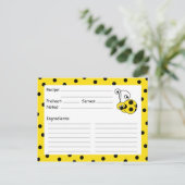 Carte Recette Jaune Itty Bitty Ladybug (Debout devant)