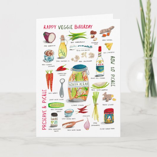 Carte Recette légumes d'anniversaire bleu et vert (Devant)