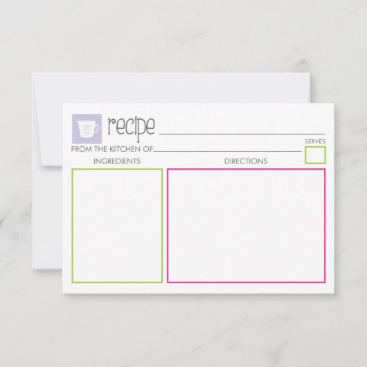 Carte Recette mignonne et colorée (Devant)
