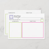 Carte Recette mignonne et colorée (Devant / Derrière)
