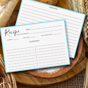 Carte recette moderne simple Aqua Blue