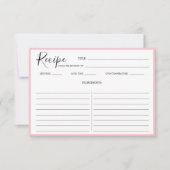 Carte Recette moderne simple rose (Devant)