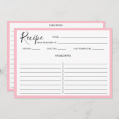 Carte Recette moderne simple rose (Devant / Derrière)
