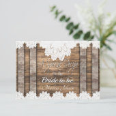 Carte Recette nuptiale en bois rustique et dentelle (Debout devant)