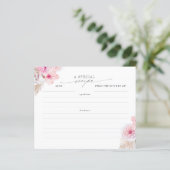 Carte Recette Pampas Grass and Pink Tropical Flowe (Debout devant)