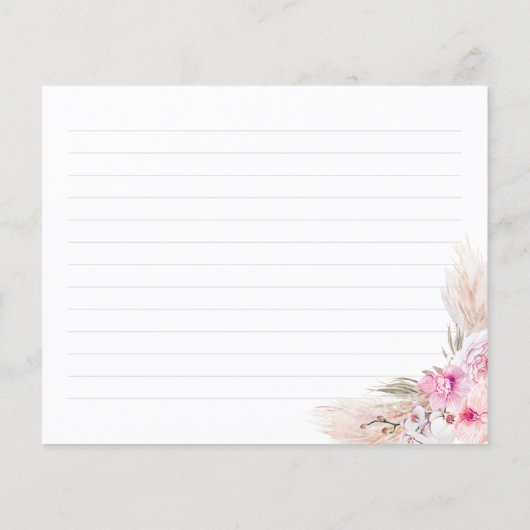 Carte Recette Pampas Grass and Pink Tropical Flowe (Dos)