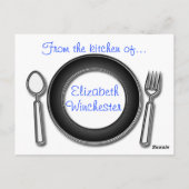 Carte Recette personnalisée Accents bleus (Dos)