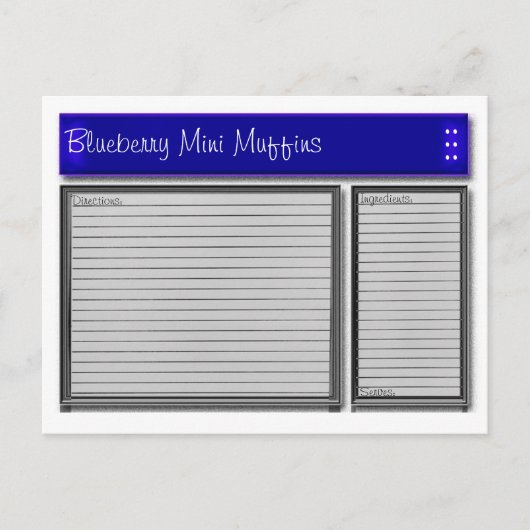 Carte Recette personnalisée Accents bleus (Devant)