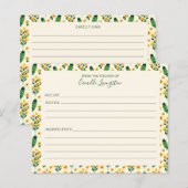 Carte Recette personnalisée Bordure Fleur Jaune (Devant / Derrière)