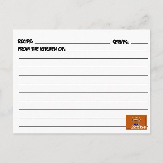 Carte Recette Possum Creamed (Dos)