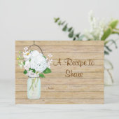 Carte Recette Pot Mason Rustique de Campagne Hydrangea B (Debout devant)
