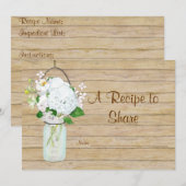 Carte Recette Pot Mason Rustique de Campagne Hydrangea B (Devant / Derrière)