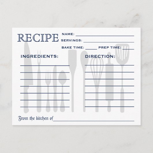Carte Recette Rétro avec Outils de Cuisine (Devant)