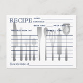 Carte Recette Rétro Bleu rayé (Devant)