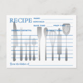 Carte Recette Rétro Bleu rayé (Devant)
