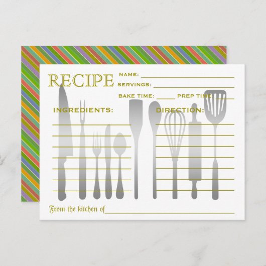 Carte Recette Rétro Colorée Grattée (Devant / Derrière)