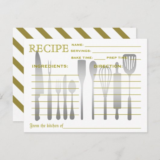 Carte Recette Rétro Gravé Vert (Devant / Derrière)