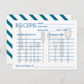 Carte Recette Rétro Outils de cuisine Bleu rayé (Devant / Derrière)