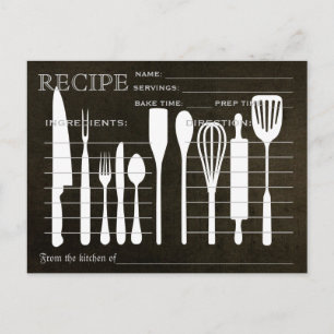 Carte Recette Retro Tableau noir Outils de cuisine