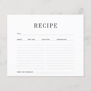 Carte Recette simple noire et blanche
