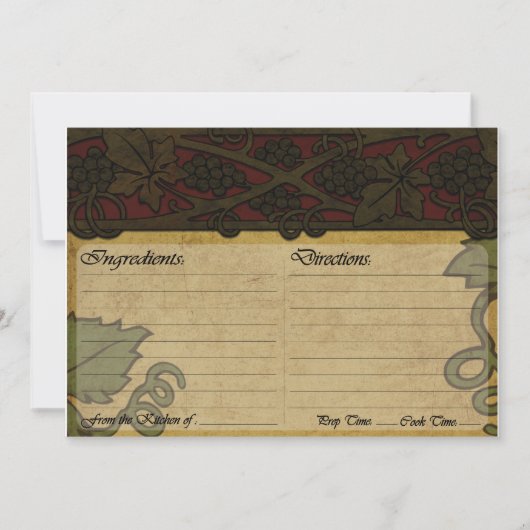 Carte Recette Style Italien (Devant)