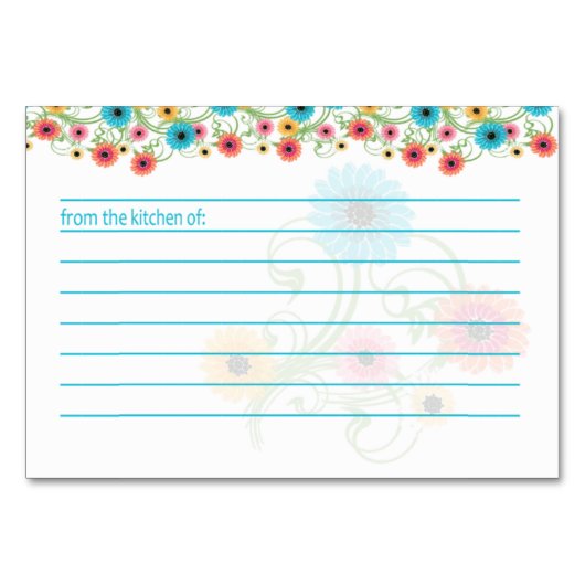 Carte Recette Thé de jardin Fleurs colorées (Devant)