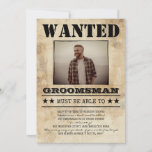 Carte Recherché Best Man Groomsman Funny Photo Propositi<br><div class="desc">Amusant style poster Recherché vintage "tu seras mon groomsman" carte de proposition. Vous pouvez désactiver le filtre photo d'origine dans l'outil d'édition ;</div>