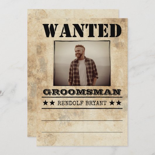 Carte Recherché Best Man Groomsman Funny Photo Propositi (Devant / Derrière)