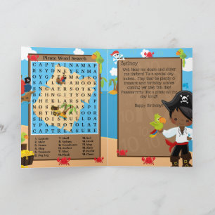 Carte Recherche de mots du capitaine pirate pour garçons