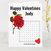 Carte Recherche de mots pour la Saint-Valentin (Fleur jaune)