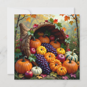 Carte Récolte d'automne et cornucopia de bénédictions