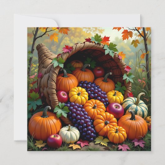 Carte Récolte d'automne et cornucopia de bénédictions (Devant)