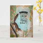 Carte Récolte d'écureuil - note vide vintage de (Fleur jaune)