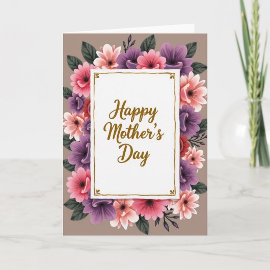 Carte rectangulaire de la fête des mères florale (Devant)