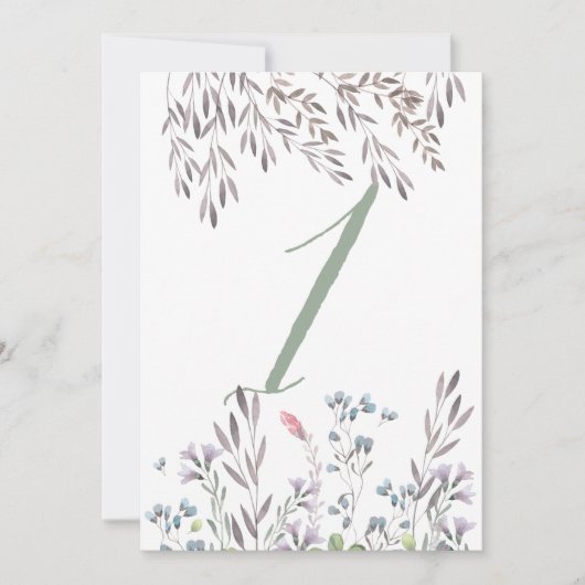 Carte recto-verso de table de mariage A Wildflower (Devant)