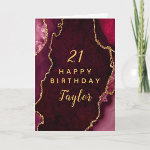 Carte Red and Gold Agate Joyeux anniversaire