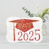 Carte Red and Gold Floral Casquette 2025 (Debout devant)