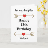 Carte Red and Gold Joyeux 13e anniversaire fille (Fleur jaune)
