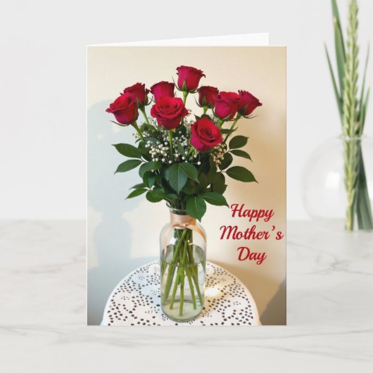 Carte Red And White Floral Card (Devant)