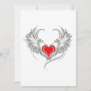 Carte Red Angel Coeur avec ailes