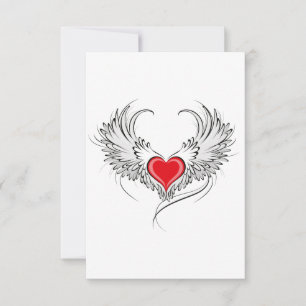 Carte Red Angel Coeur avec ailes