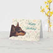 Carte Red Australian Kelpie Joyeux anniversaire (Fleur jaune)