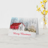 Carte Red Barn Country Christmas Card (Fleur jaune)