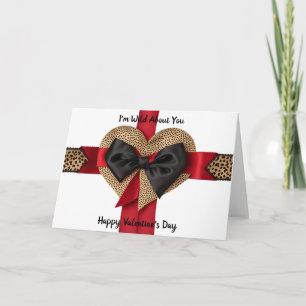Carte Red Black Leopard Valentine's Day Heart Card