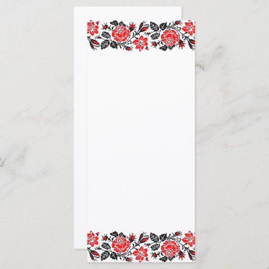 Carte Red & Black Rose cross-stitch Russian Pattern (Devant / Derrière)