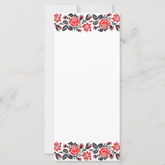 Carte Red & Black Rose cross-stitch Russian Pattern (Devant)