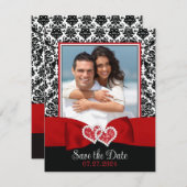 Carte Red, Black, White Love Hearts Photo Enregistrer la (Devant / Derrière)